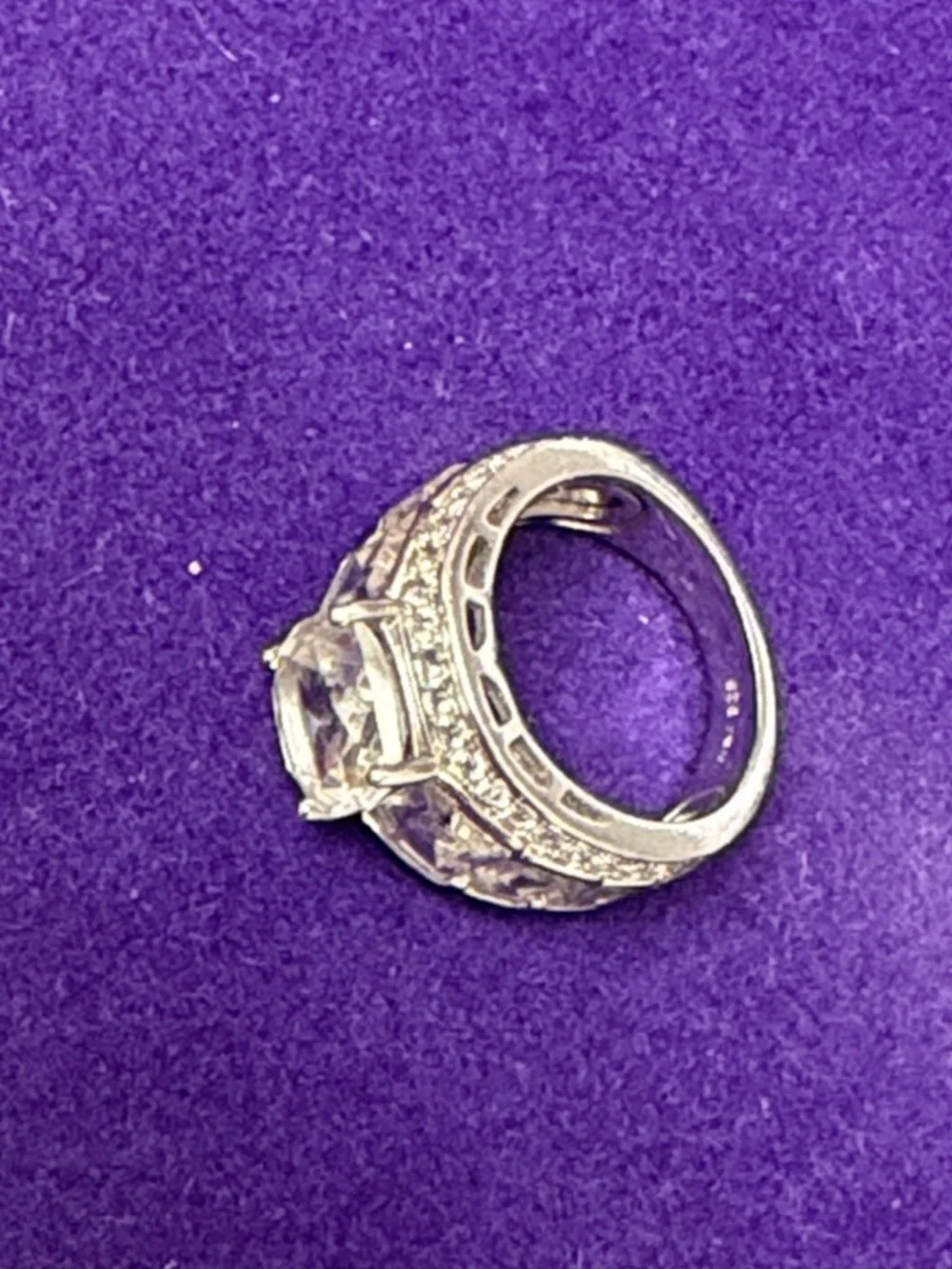 Ring white topaz rhodium over sterling silver ring Paula Deen size 6
